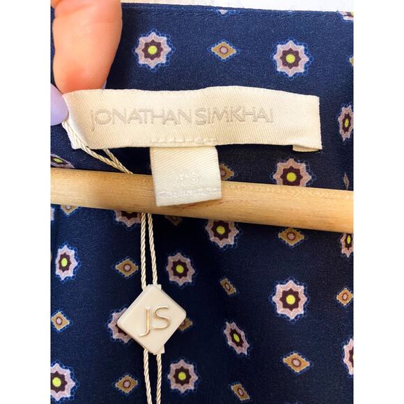 JONATHAN SIMKHAI Scarf Print Peasant Faux Wrap Long Sleeve Blouse US XS NWT - Picture 6 of 11